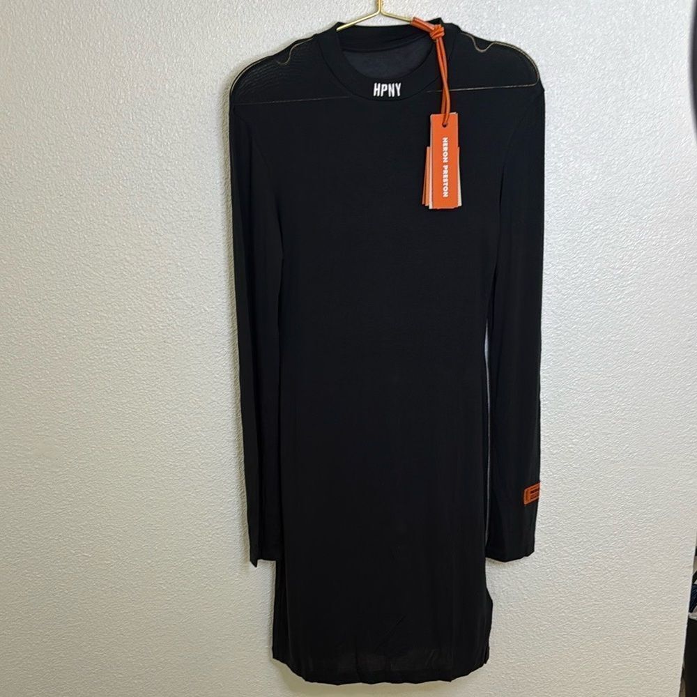 NWT- Heron Preston Black Long Sleeve dress- Size XXL
